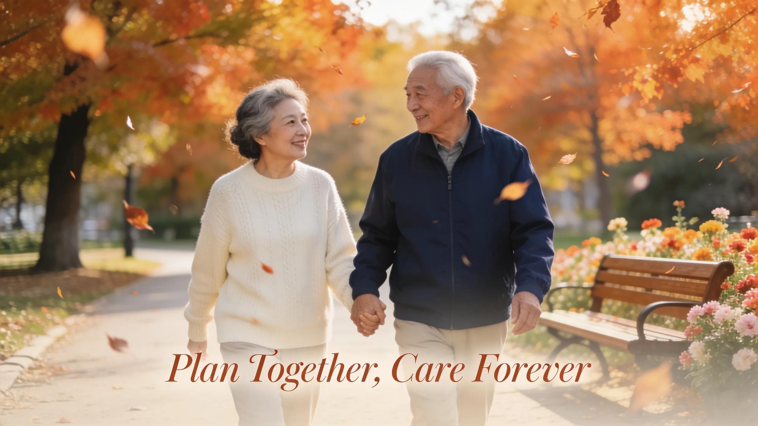 Elderly couple in a park representing the importance of final expense insurance for family security