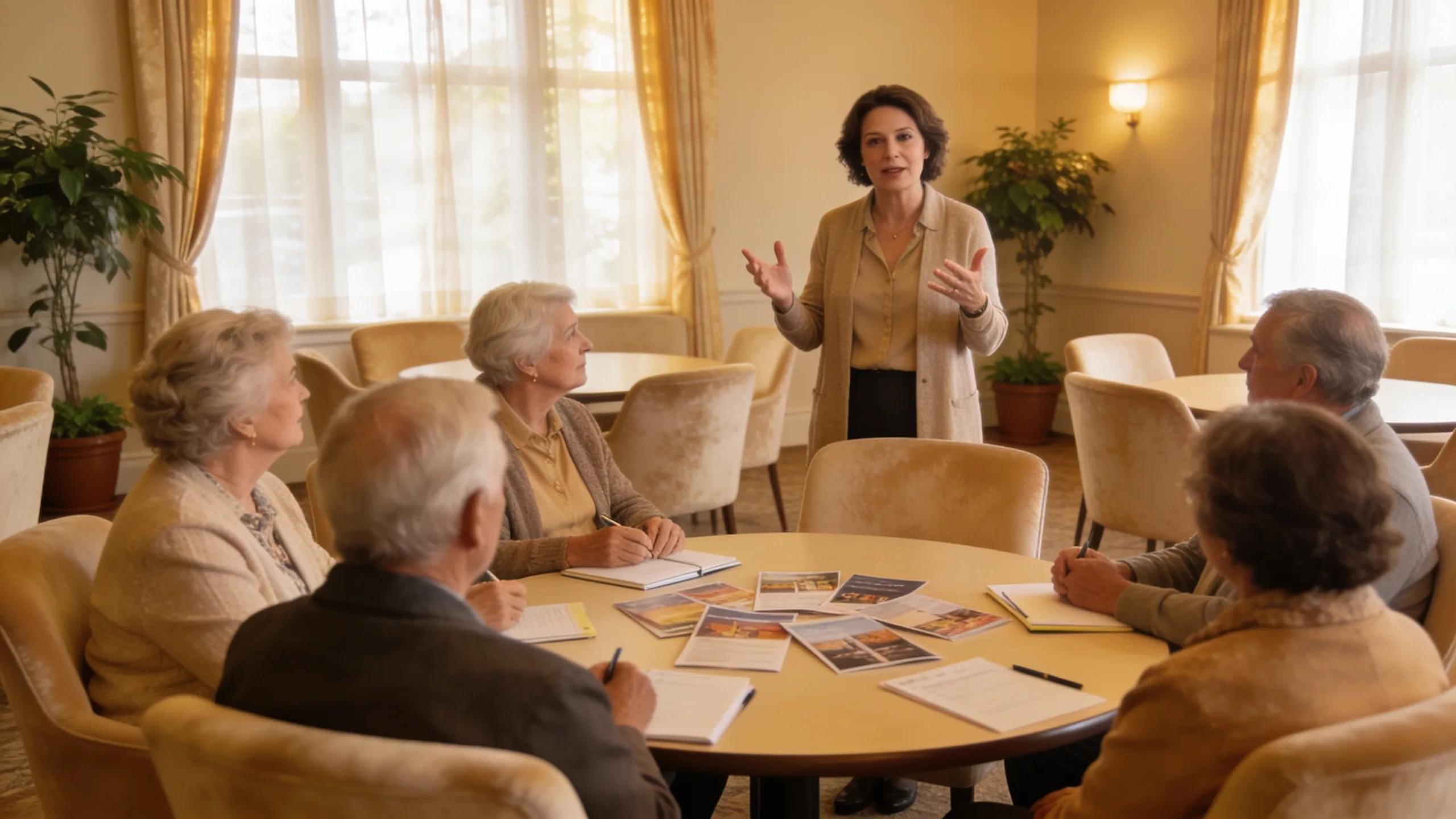 Seniors participating in a Medicare workshop at a community center