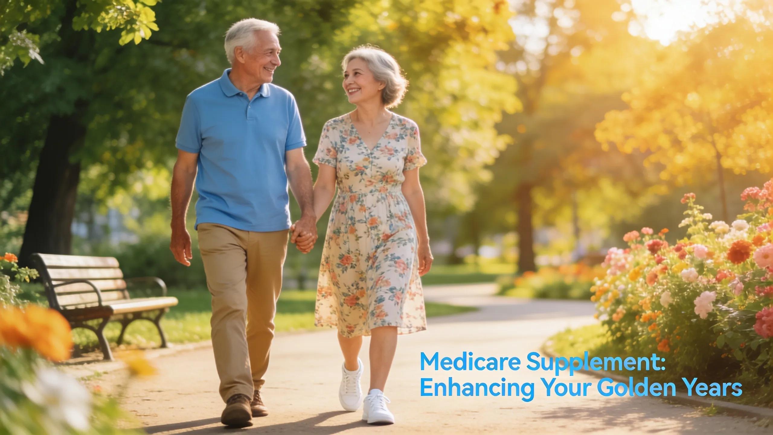 Senior couple enjoying a day in the park, benefiting from Medicare Supplement plans
