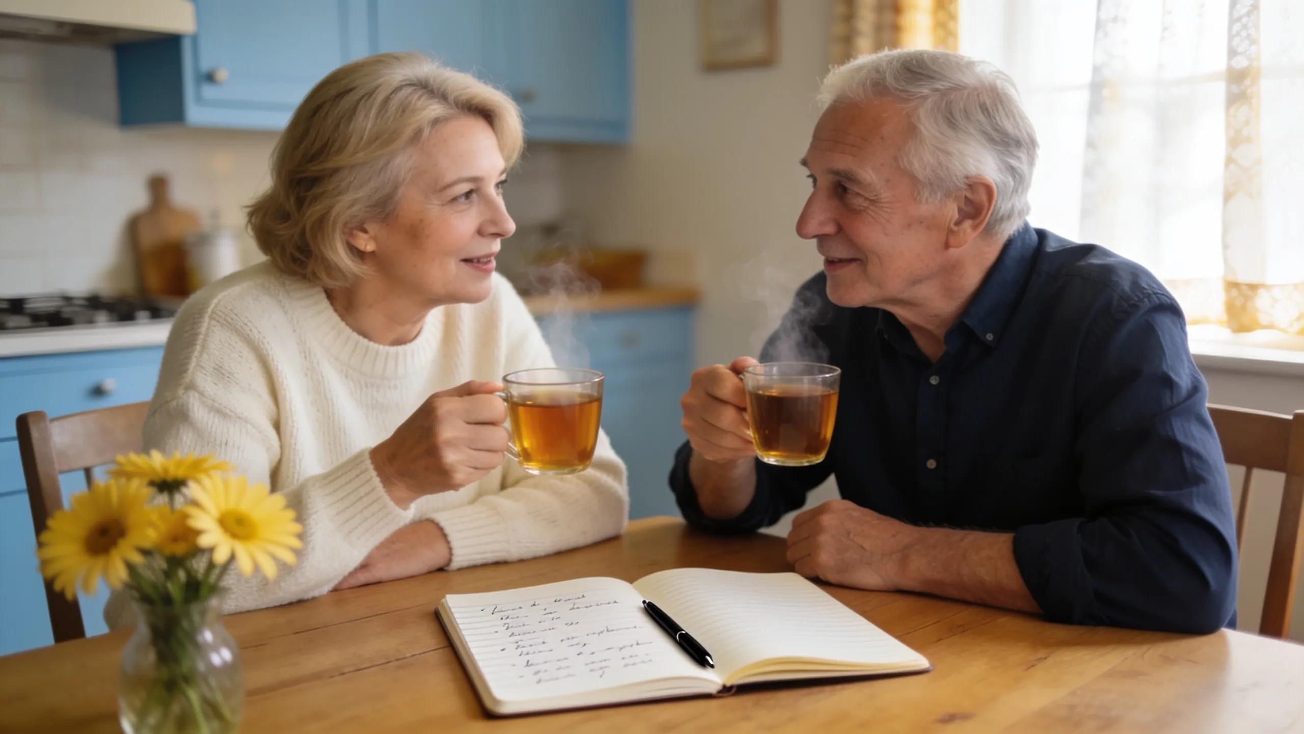 Senior couple discussing Medicare Supplement options at home, emphasizing planning and healthcare coverage gaps