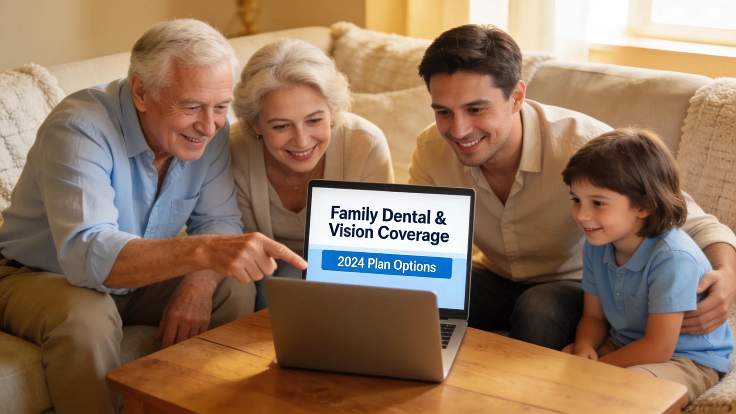 Multi-generational family exploring dental and vision insurance plans together