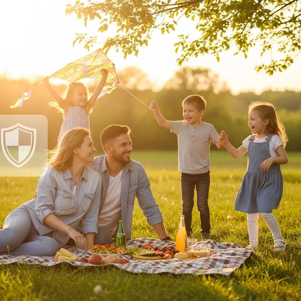 Family enjoying a picnic outdoors, symbolizing the benefits and peace of mind provided by life insurance