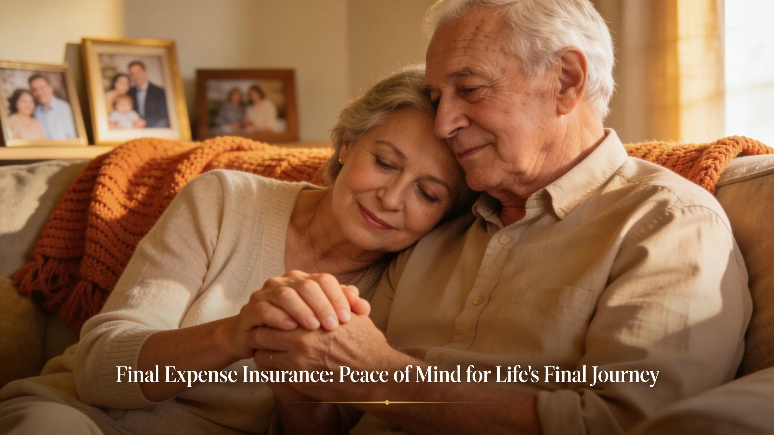 Elderly couple enjoying a peaceful moment at home, highlighting the comfort of final expense insurance for seniors.
