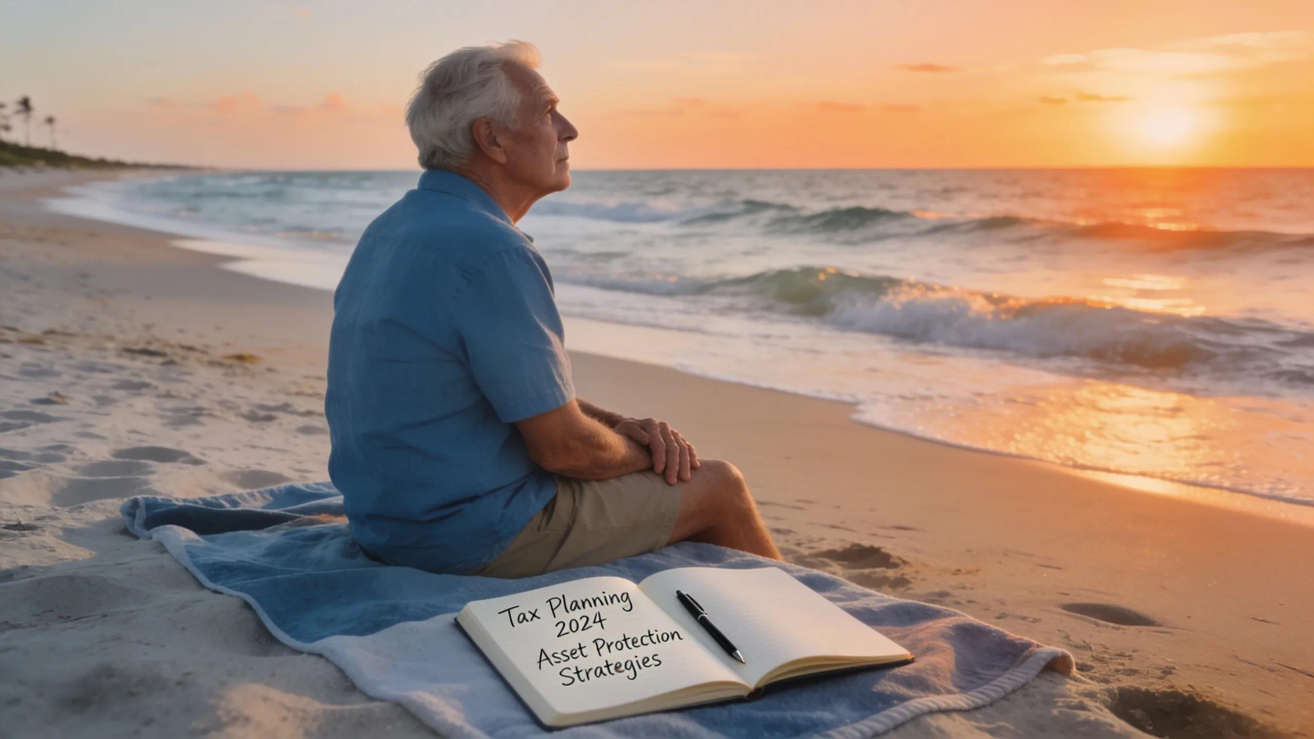 Retiree contemplating financial planning on a Florida beach
