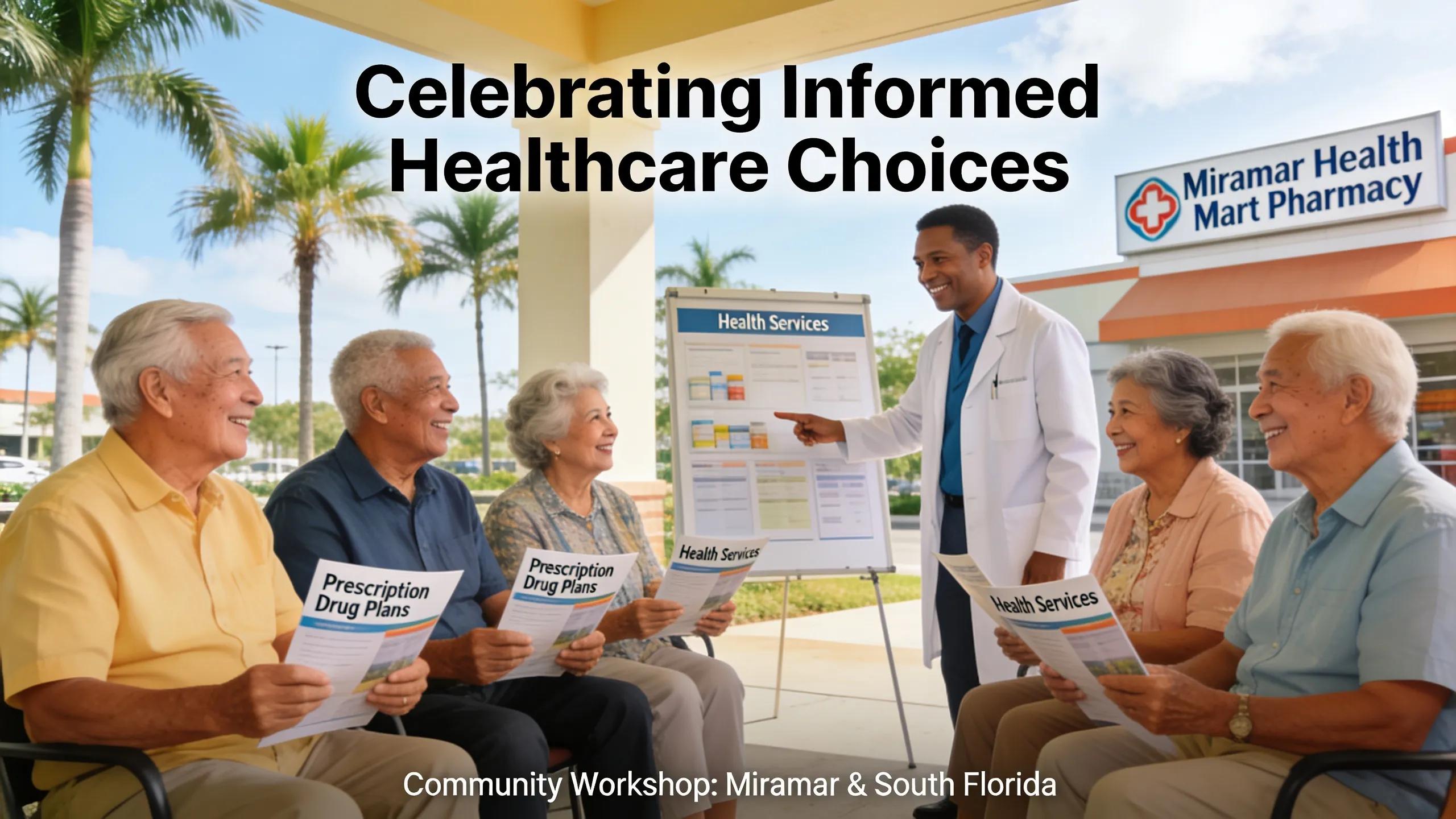 Seniors discussing Medicare Part D options in a warm community setting, emphasizing healthcare choices and interactions
