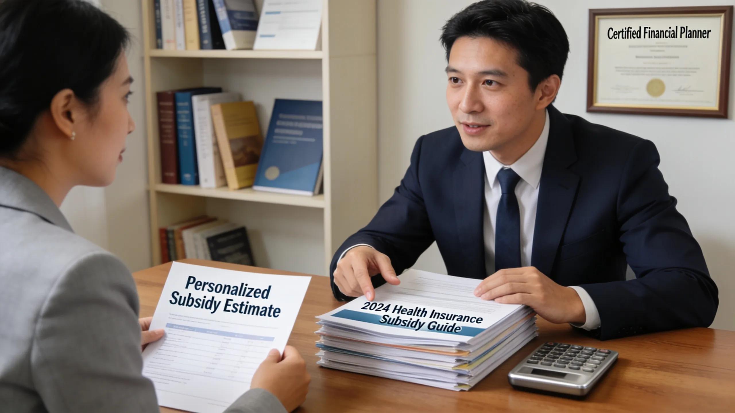 Financial advisor consulting on health insurance subsidies